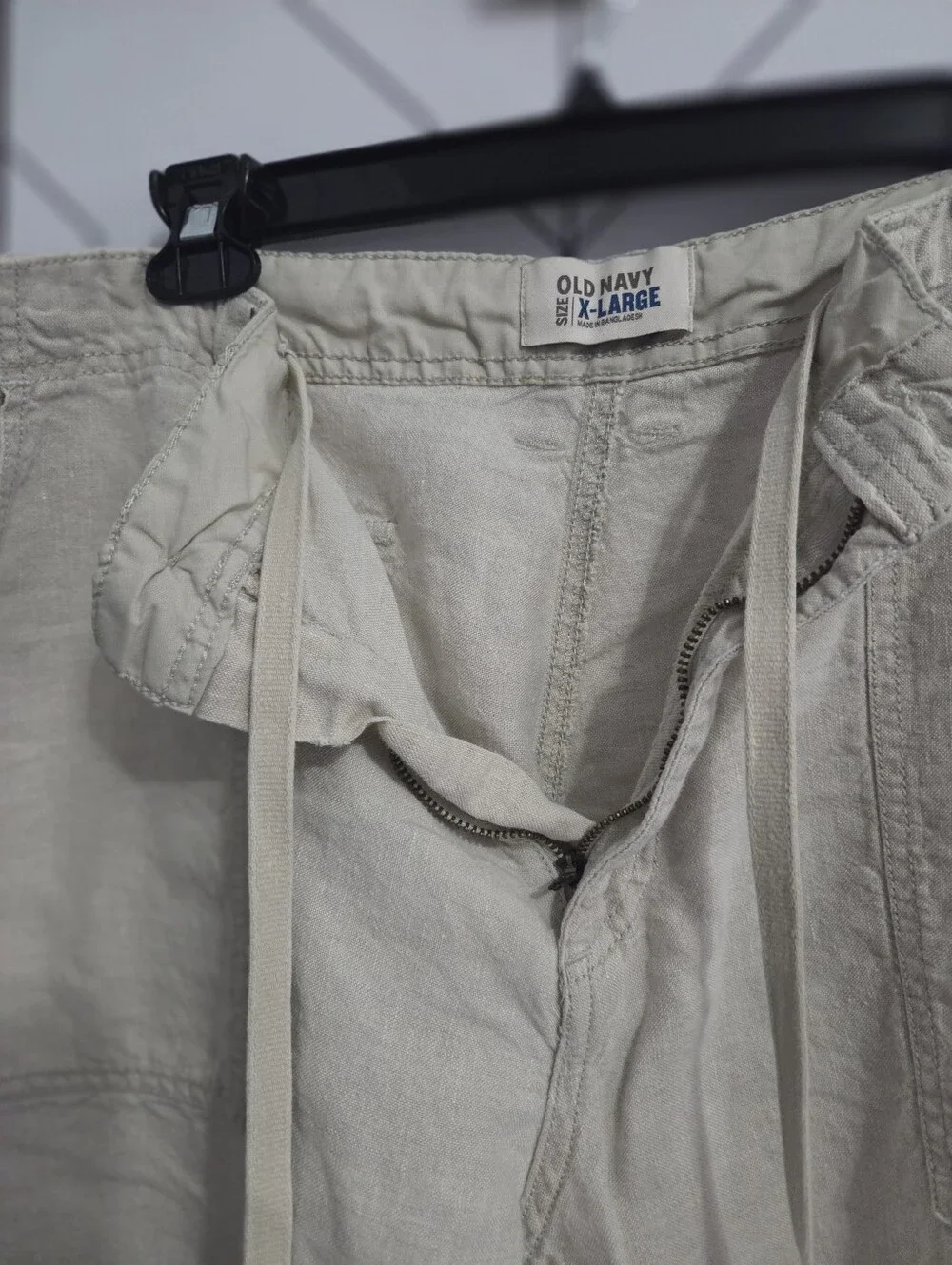 Men's Old Navy 100% Linen Pants, Size XL. Sandy Beige, Drawstring, Pockets